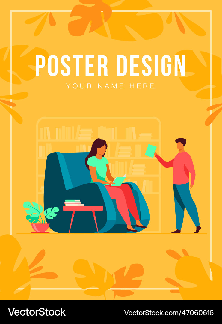 Students studying and reading in library vector image