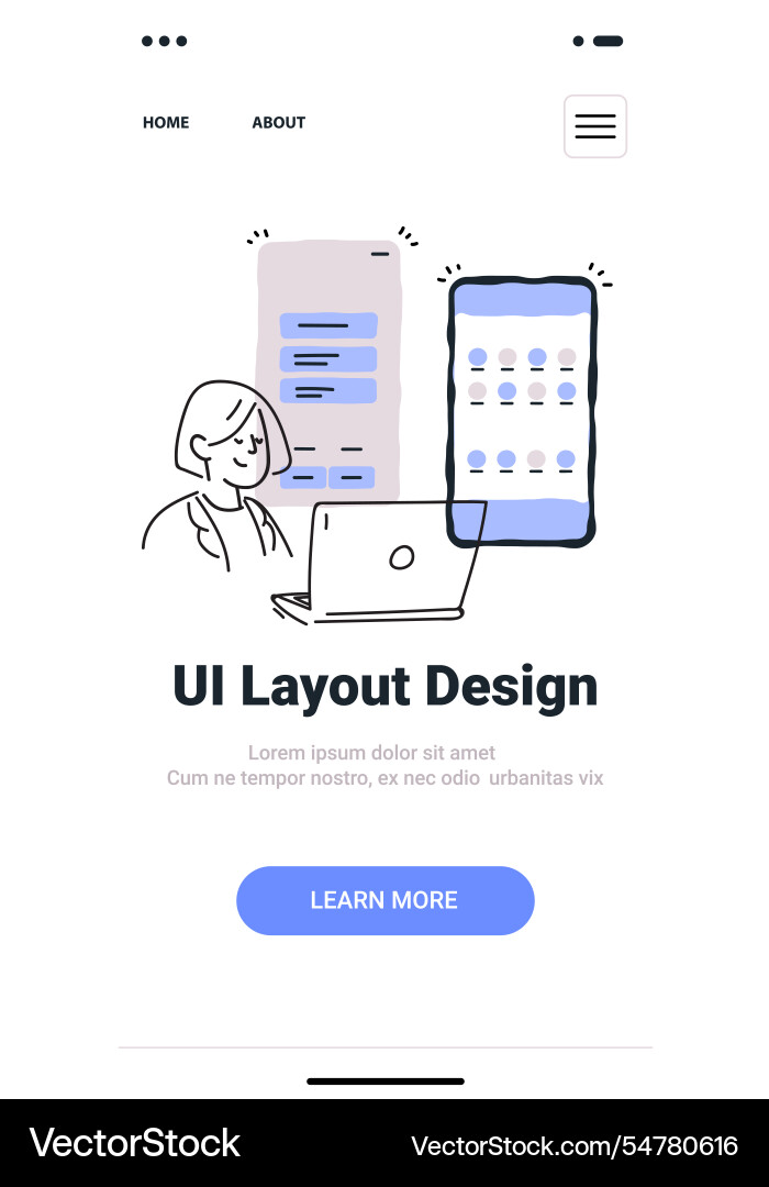 Ui layout design concept with person working Ui layout design concept with person working vector image