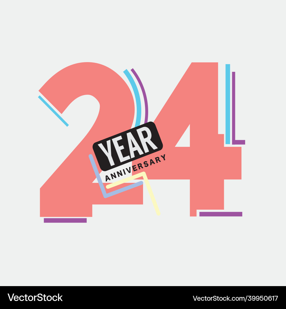 24th years anniversary logo birthday celebration 24th years anniversary logo birthday celebration vector image