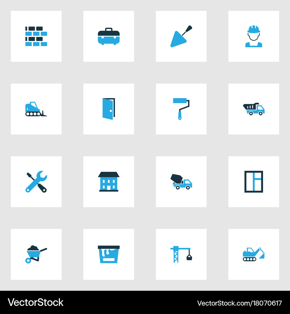 Architecture colorful icons set collection of tip Vector Image