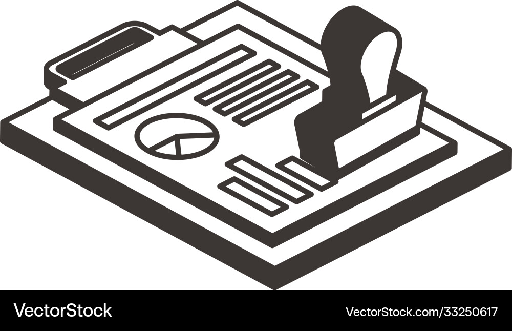 Bars chart in checklist with seal line style icon vector image