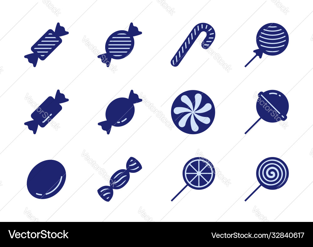 Candy icon set in glyph style Candy icon set in glyph style vector image