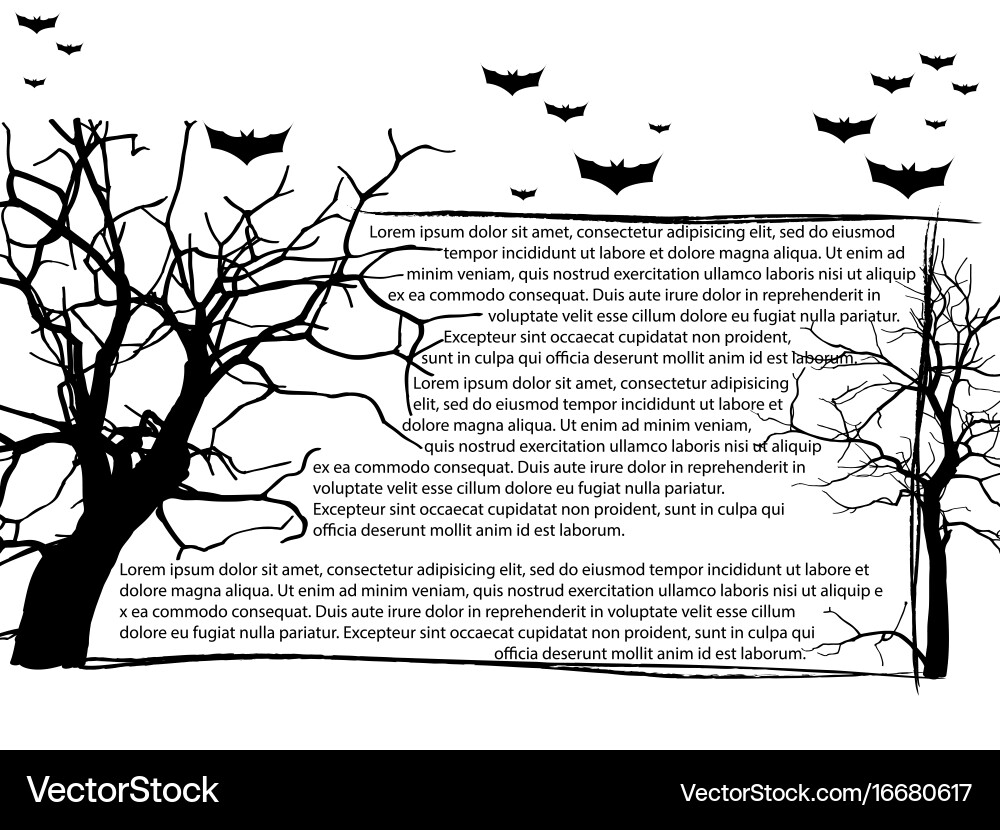 Dead tree without leaves and text frame Vector Image
