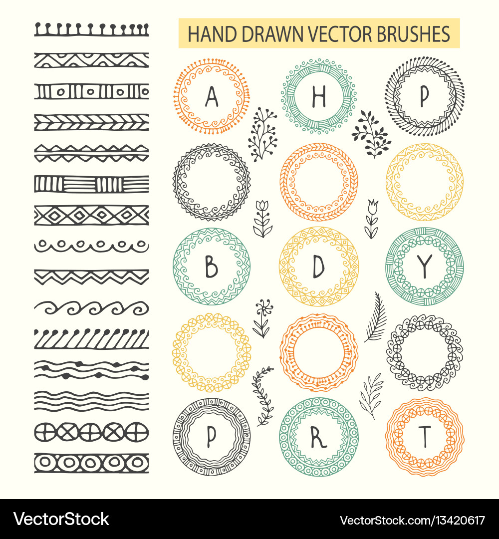Hand Drawn Brush Strokes & Corners vector image