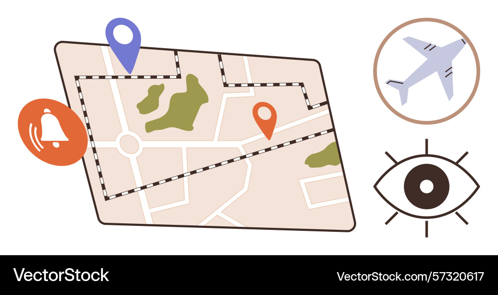 Location tracking and navigation concept with map Location tracking and navigation concept with map vector image