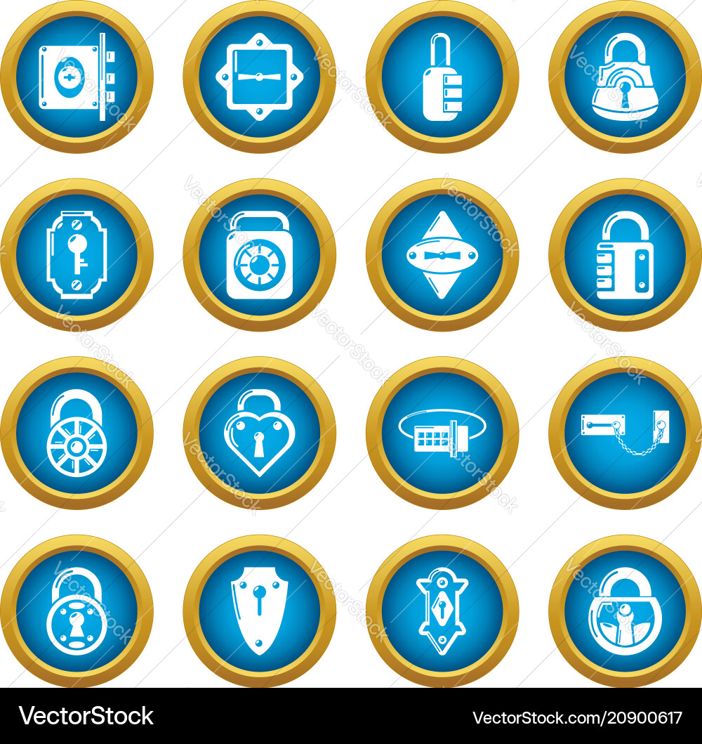 Lock door types icons set simple style Lock door types icons set simple style vector image