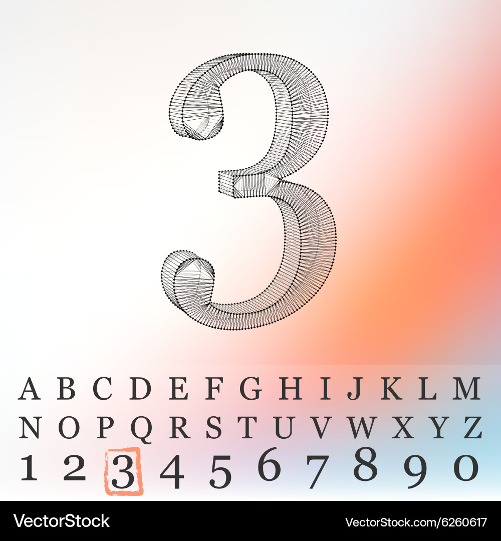 Low poly numbers font polygon number Vector Image