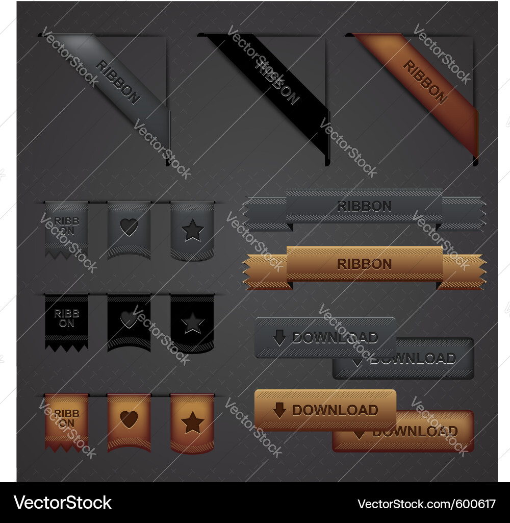 Modern Web Ribbon & Button Set vector image