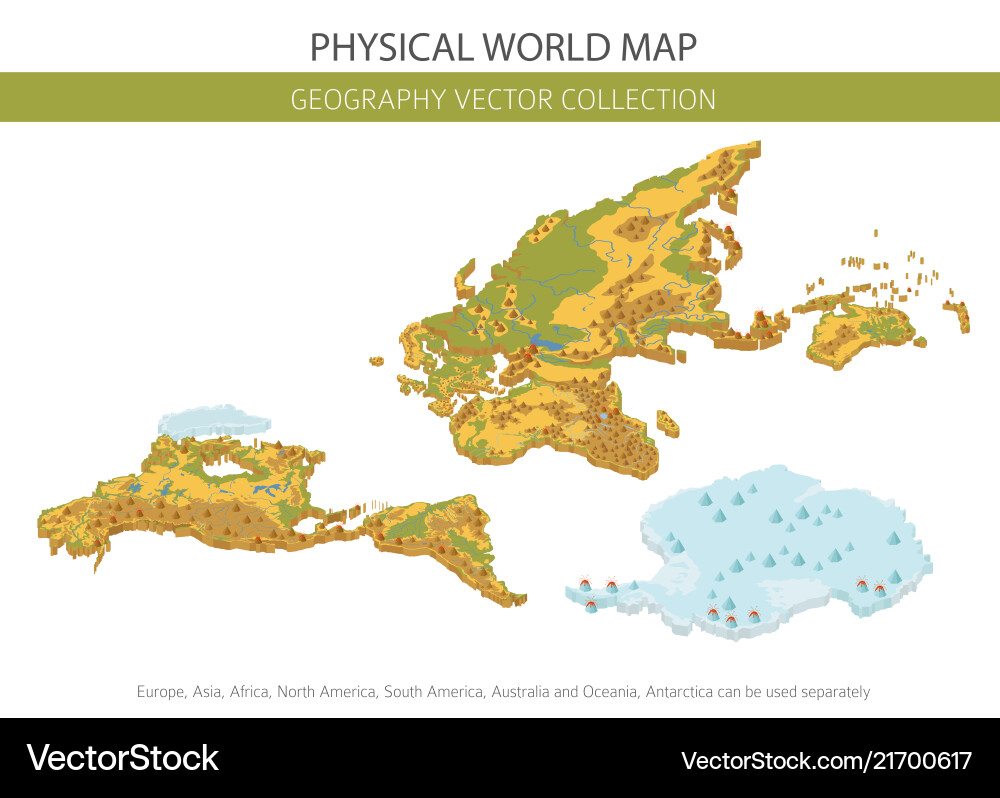 Physical world map elements build your own Physical world map elements build your own vector image