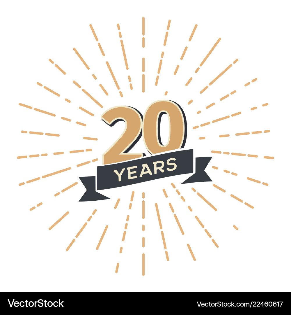 Retro 20th Anniversary Celebration Emblem Vector Image