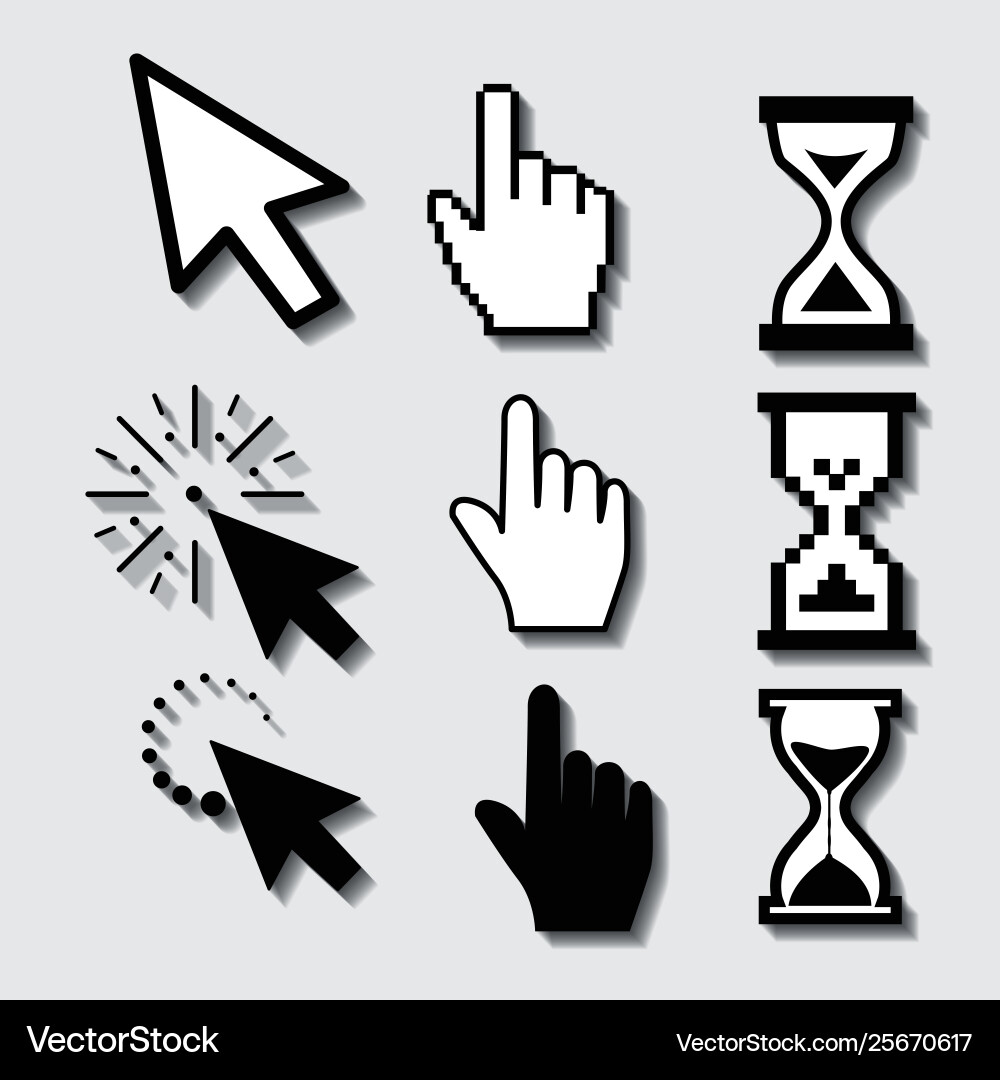 Set flat modern cursor icons Set flat modern cursor icons vector image