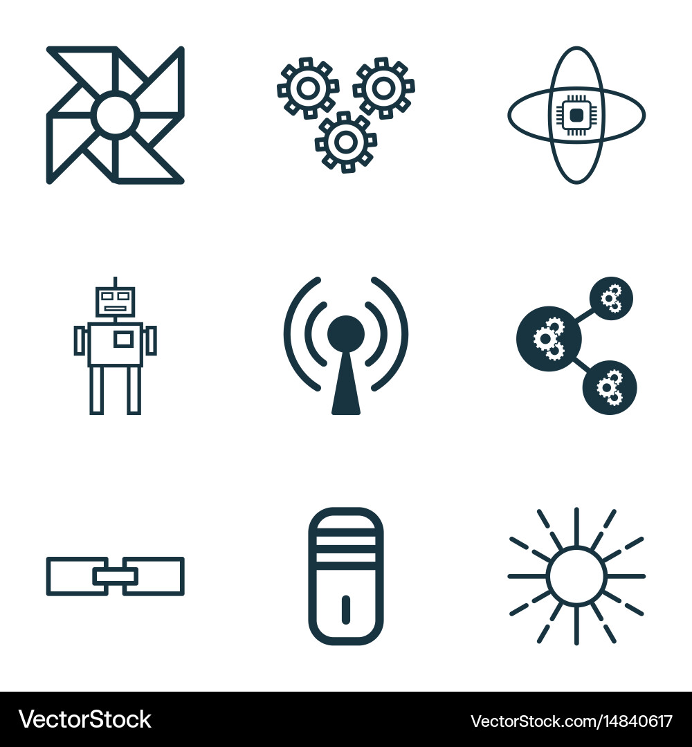 Set of 9 robotics icons includes algorithm Vector Image