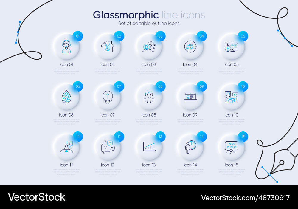 Set of interview waiting and swipe up line icons Set of interview waiting and swipe up line icons vector image