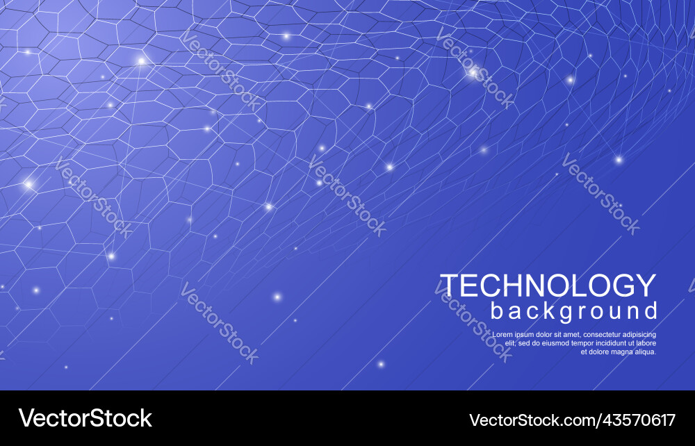 Tech hexagon background with blue gradient vector image