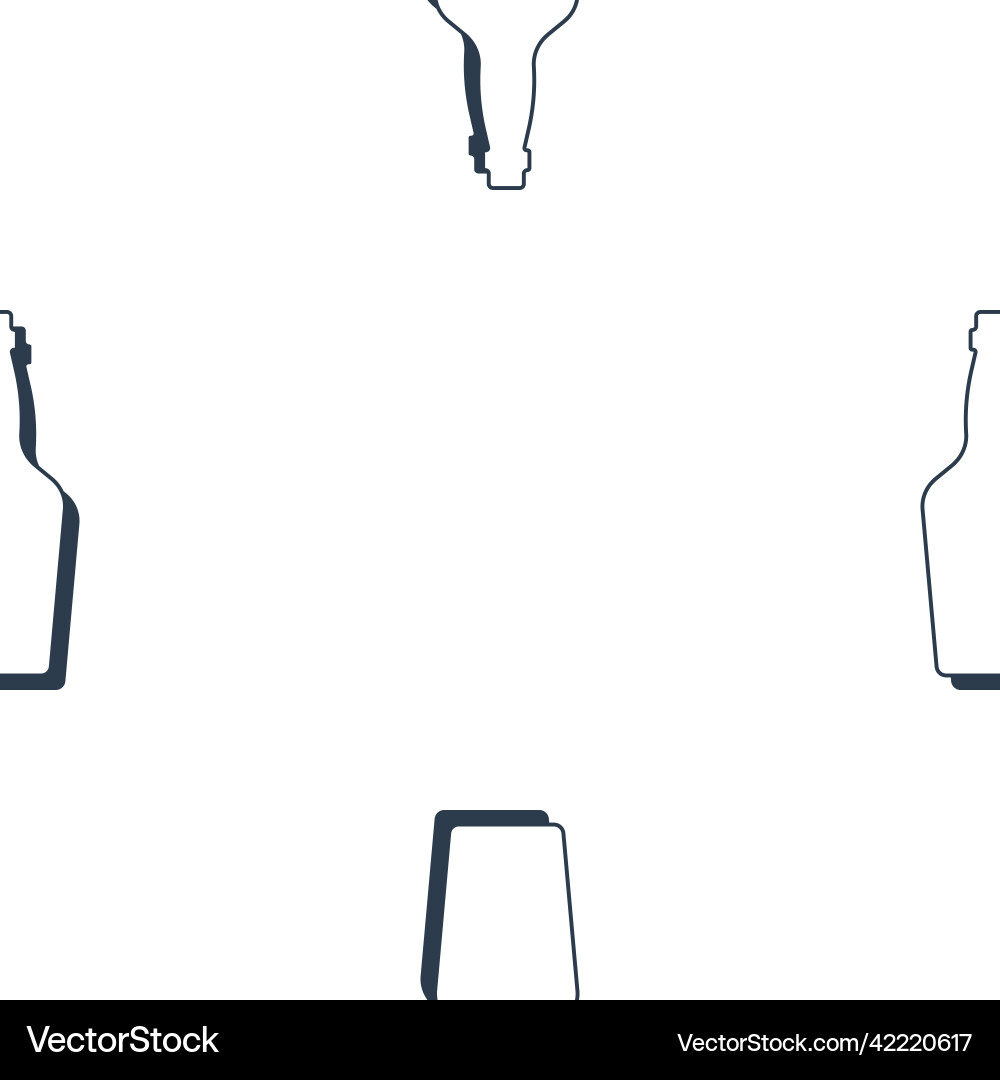 Whiskey bottles seamless pattern line art style Vector Image