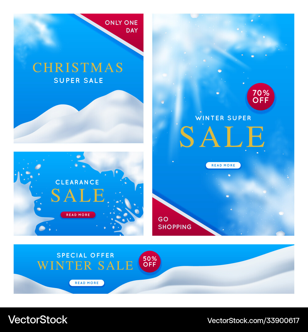 Winter sale poster set Winter sale poster set vector image