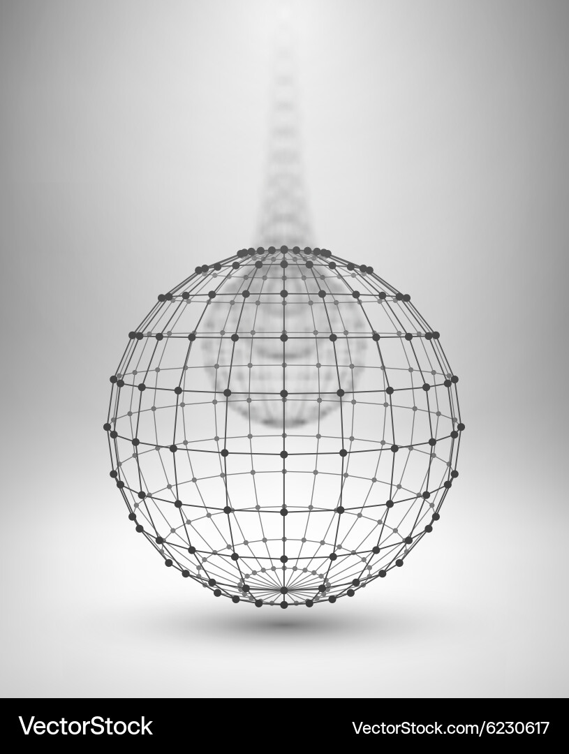 Wireframe globe sphere with connected lines vector image