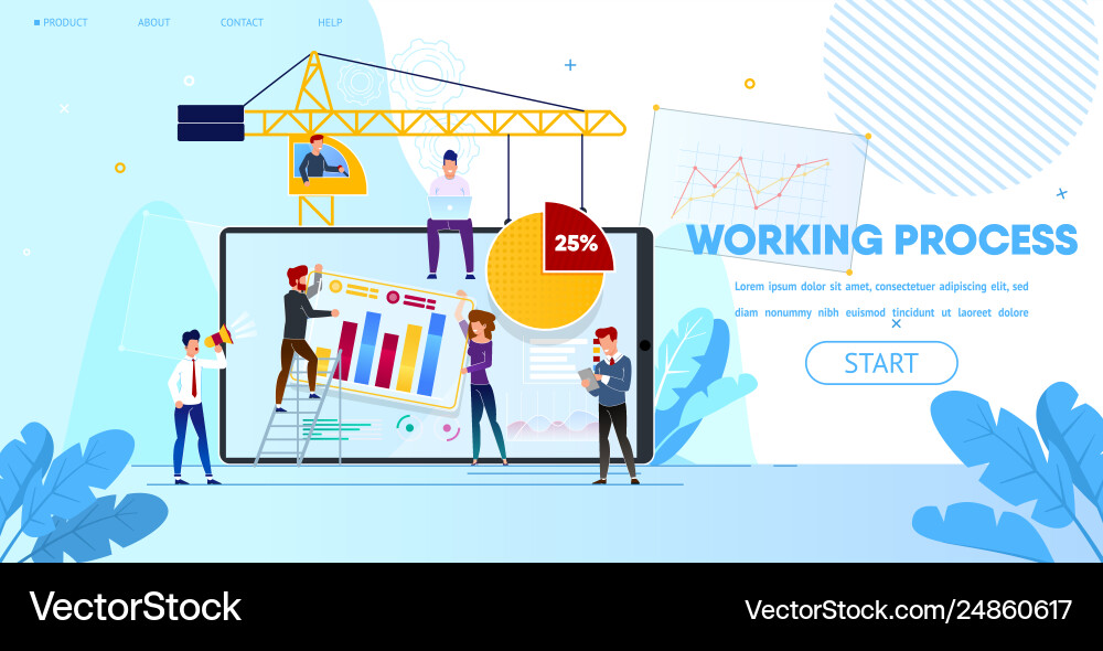 Working process people making web page design Working process people making web page design vector image