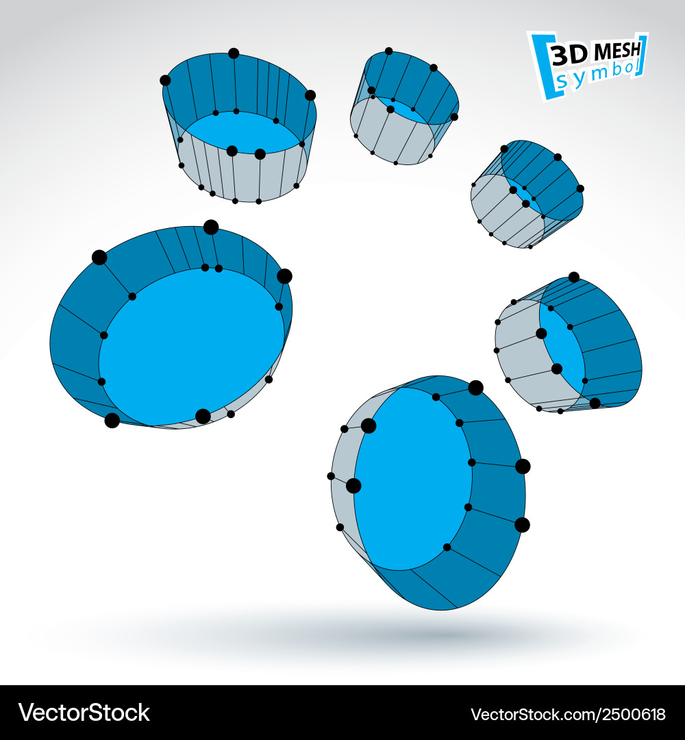 3d mesh colorful cylinder abstract object isolated vector image
