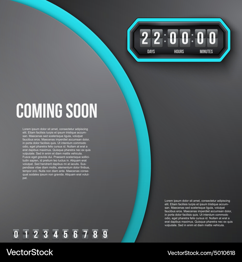 Background coming soon and countdown timer Vector Image