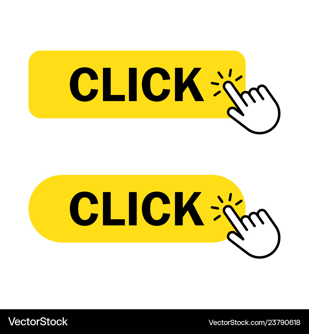 Click button with hand vector image