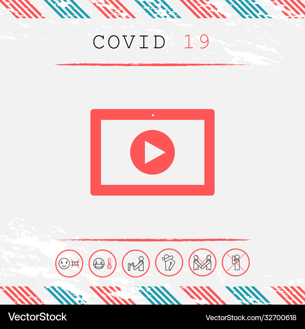 Computer tablet with play button icon graphic Computer tablet with play button icon graphic Vector Image