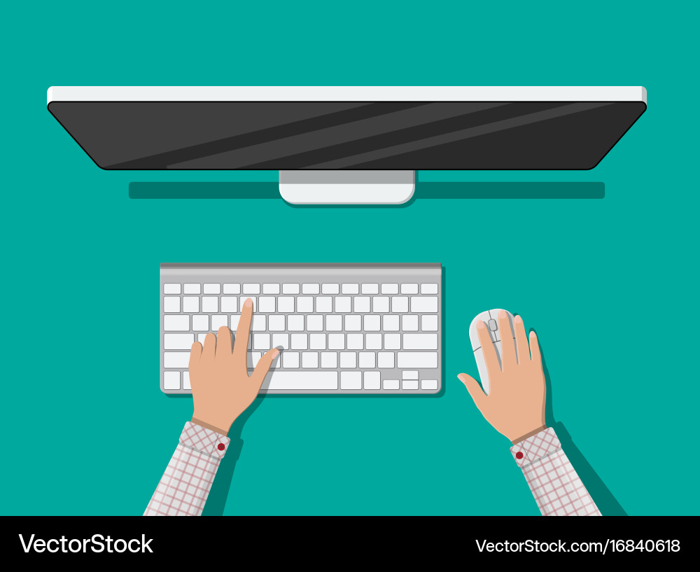 Desktop Computer with Keyboard vector image