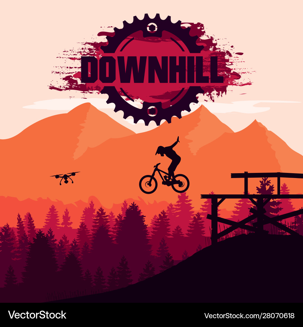 Downhill Mountain Biking Vector Image
