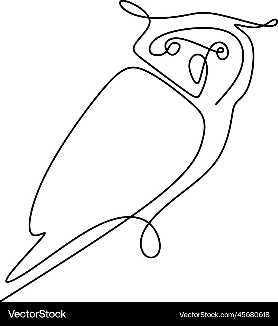 Drawing a continuous line of owls with simple Vector Image