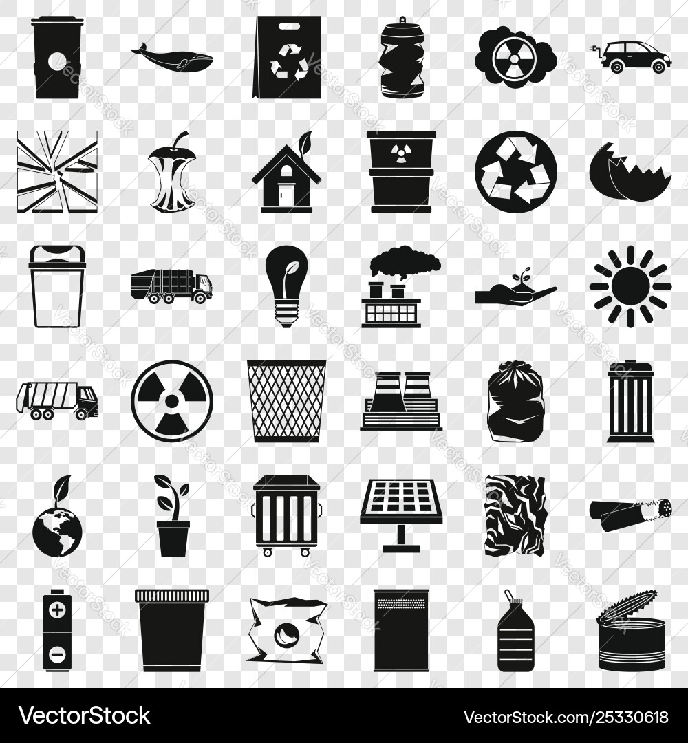 Ecology in planet icons set simple style Vector Image