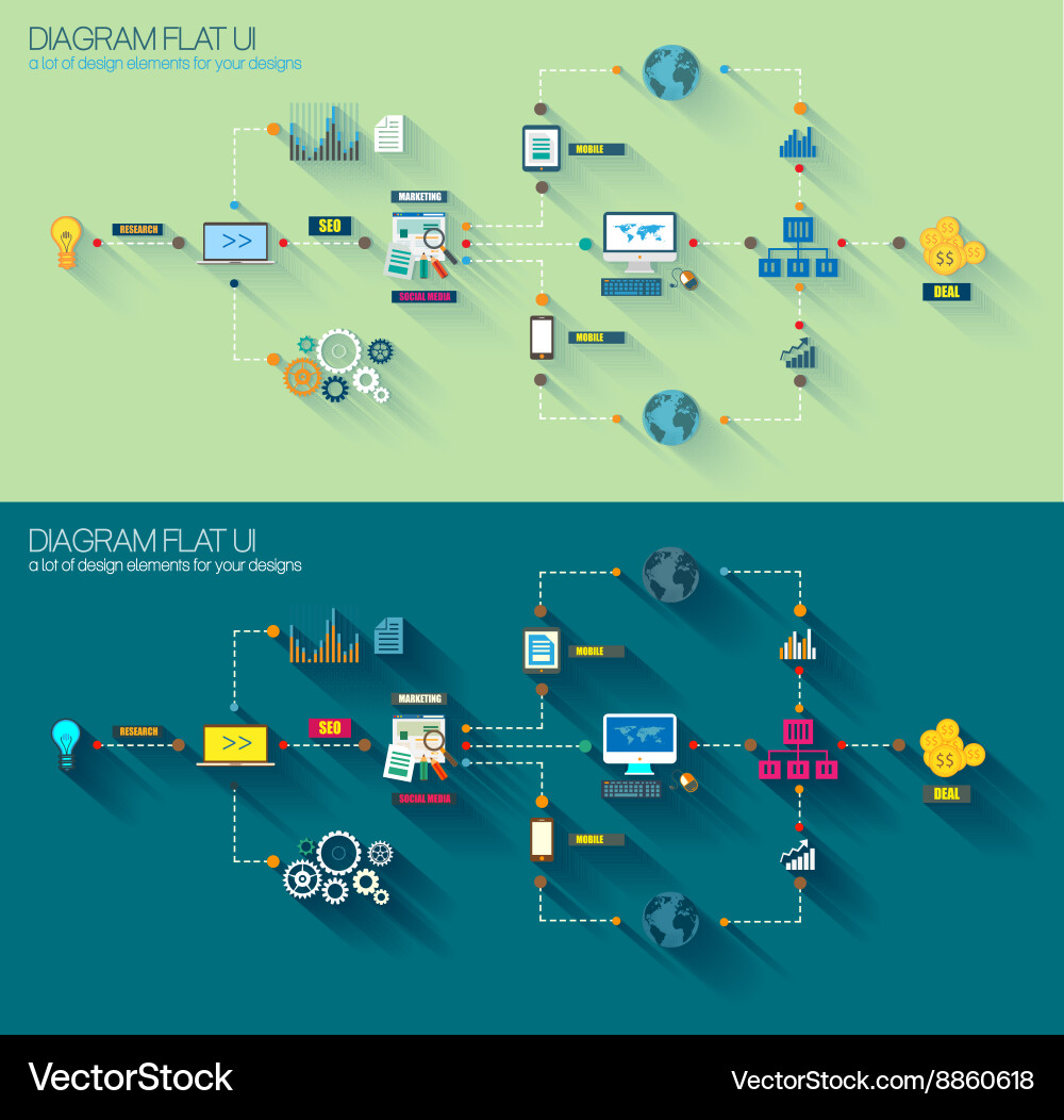 Flat style diagram infographic and ui icons to use vector image