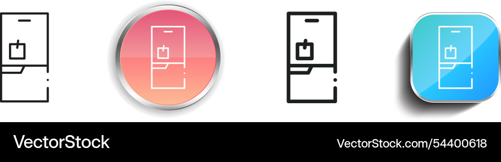 Fridge icon thin linear regular and button style vector image