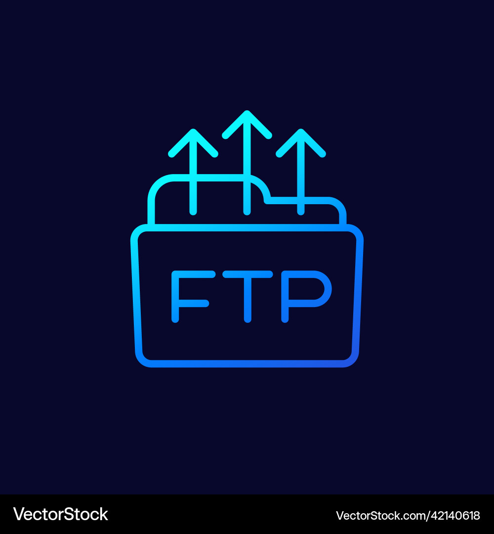 Ftp upload to server line icon vector image