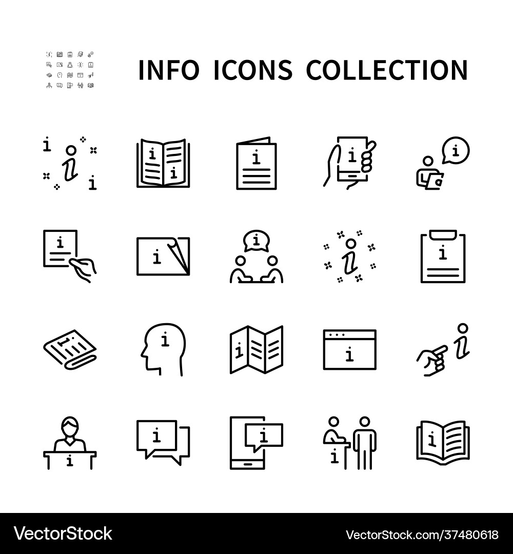 Information and help desk linear icons set Information and help desk linear icons set vector image