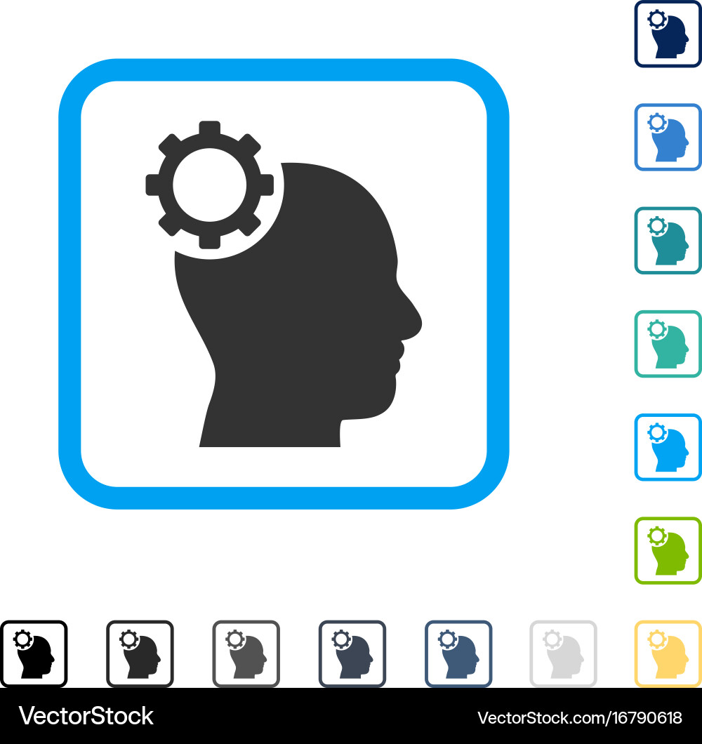 Intellect gear framed icon Royalty Free Vector Image