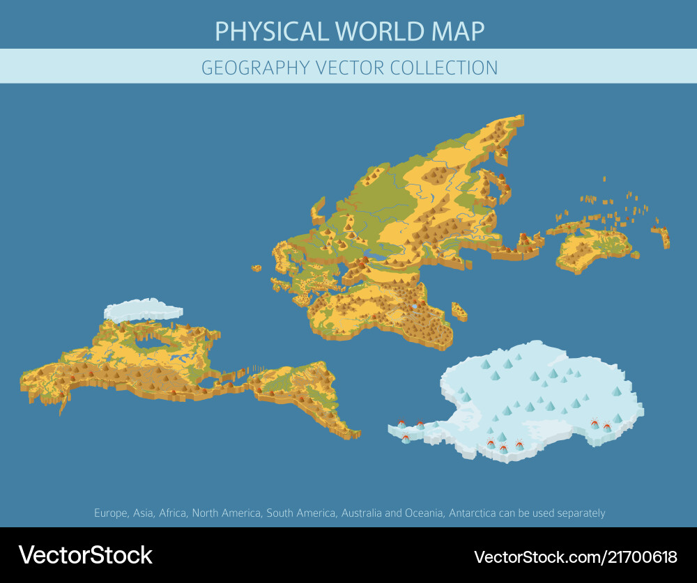 Physical world map elements build your own Physical world map elements build your own vector image