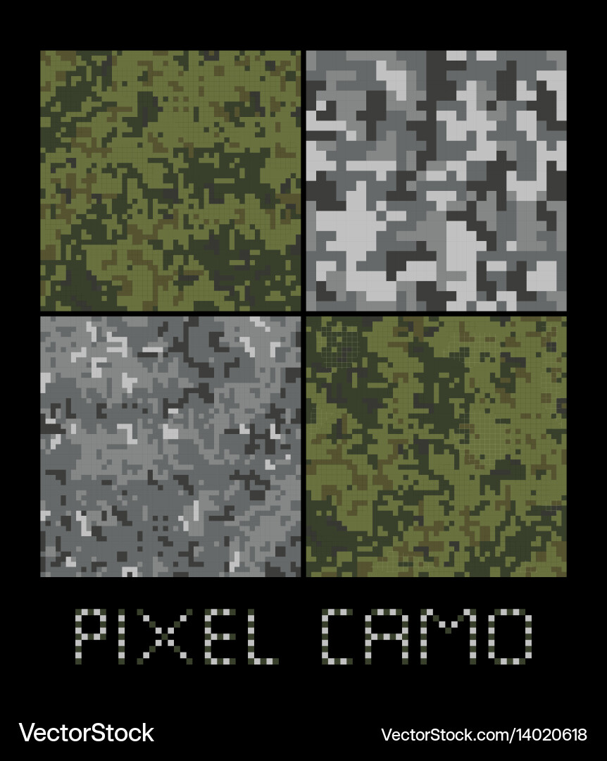 Pixel Camo Seamless Pattern Green Royalty Free Vector Image