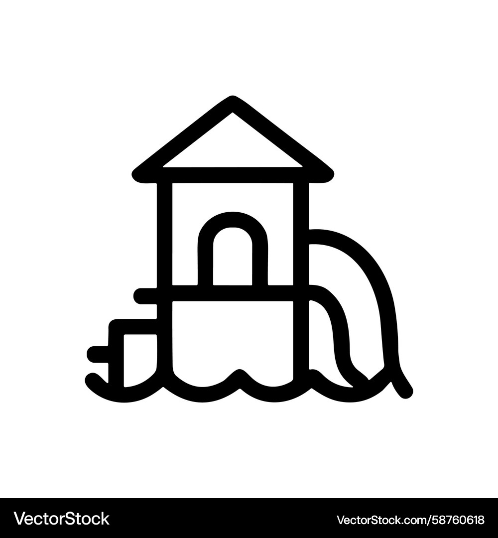 Playground Line Drawing - Slide & Stairs Vector Image