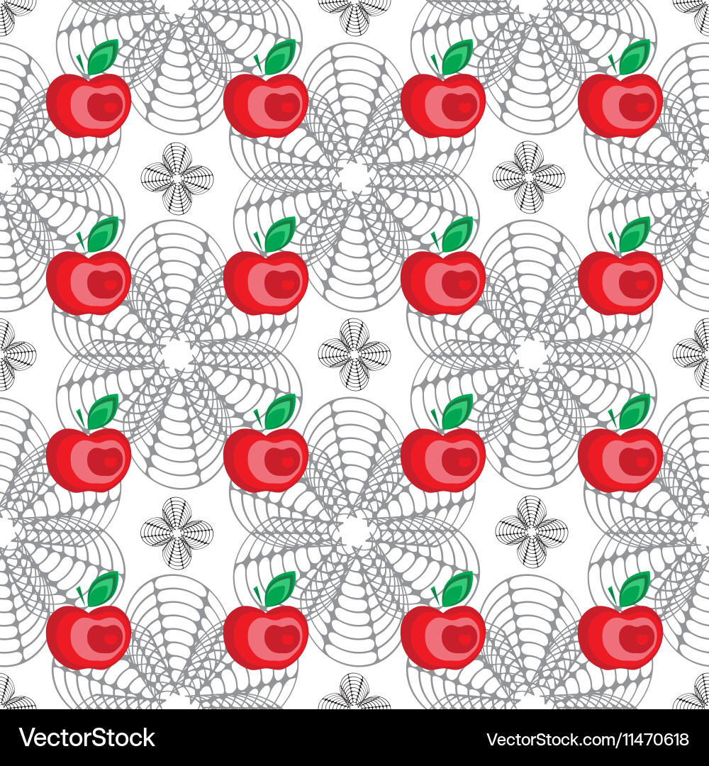 Seamless apple background pattern vector image
