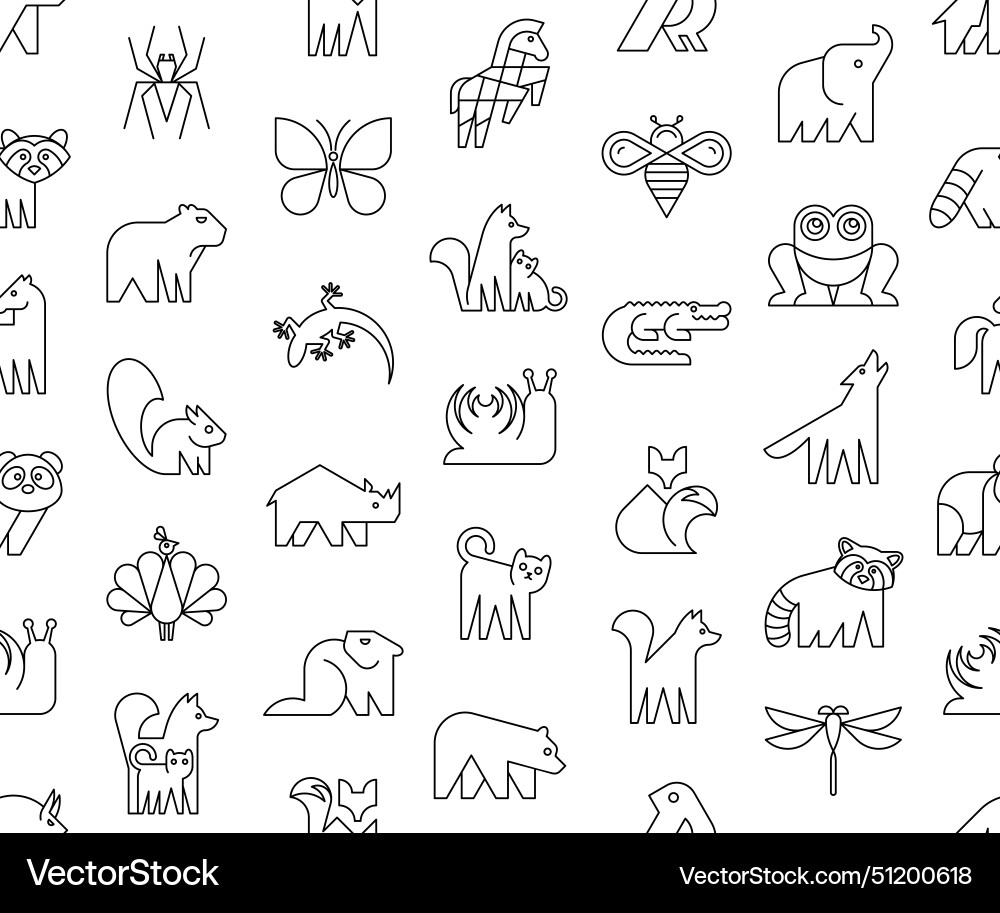 Seamless pattern with animals logos Royalty Free Vector