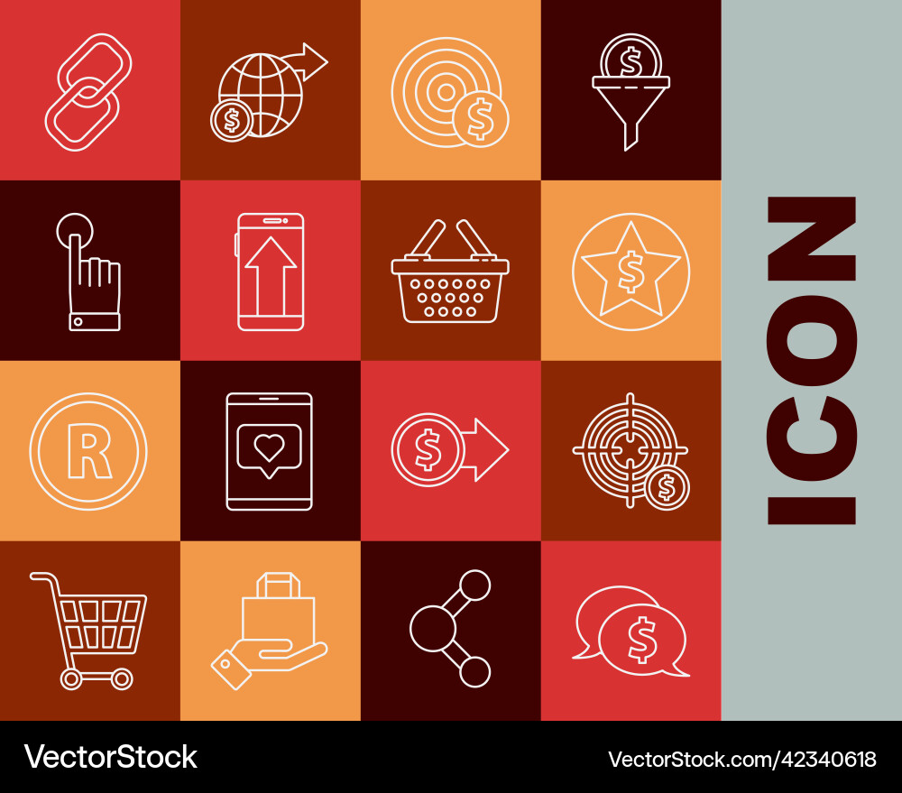 Set line speech bubble with dollar target symbol Vector Image