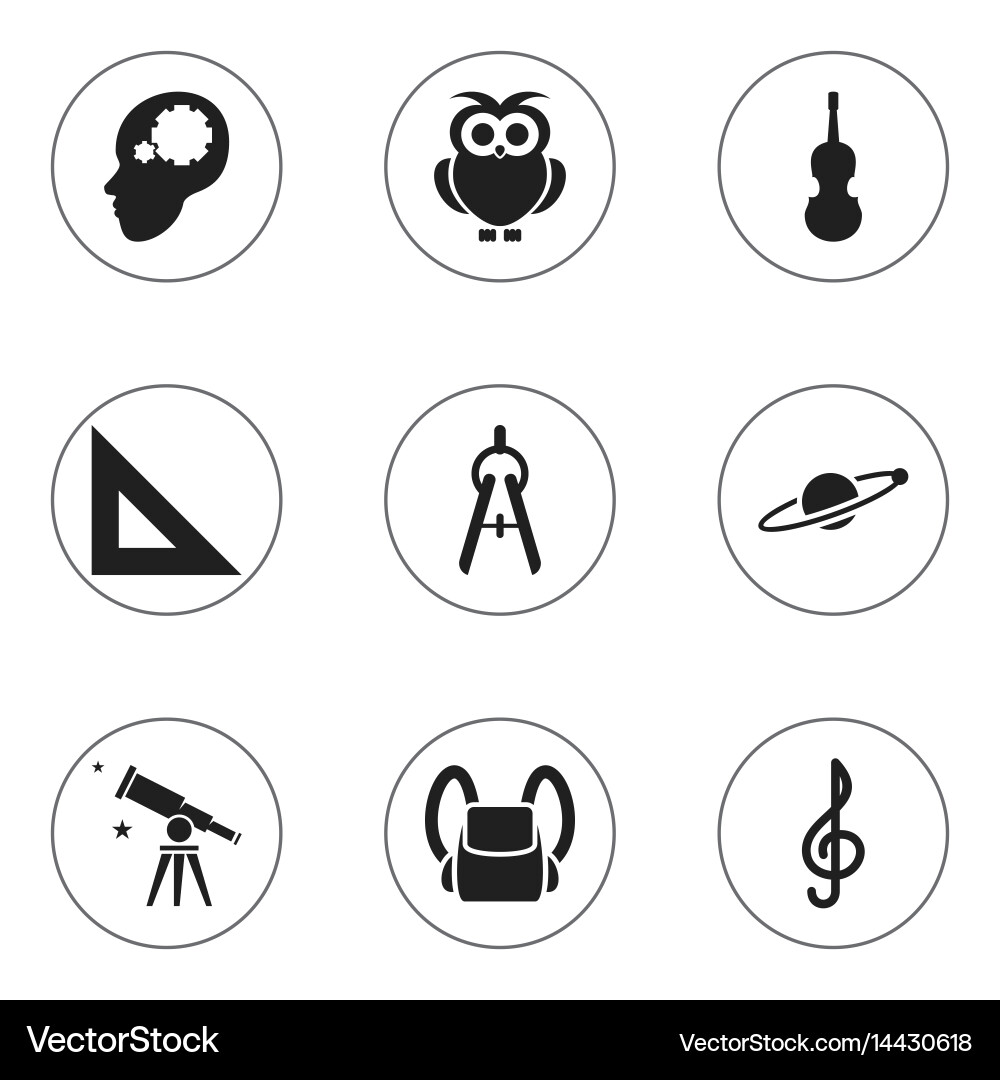 Set of 9 editable university icons includes Vector Image