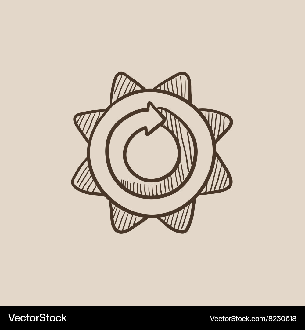 Sun with round arrow sketch icon vector image
