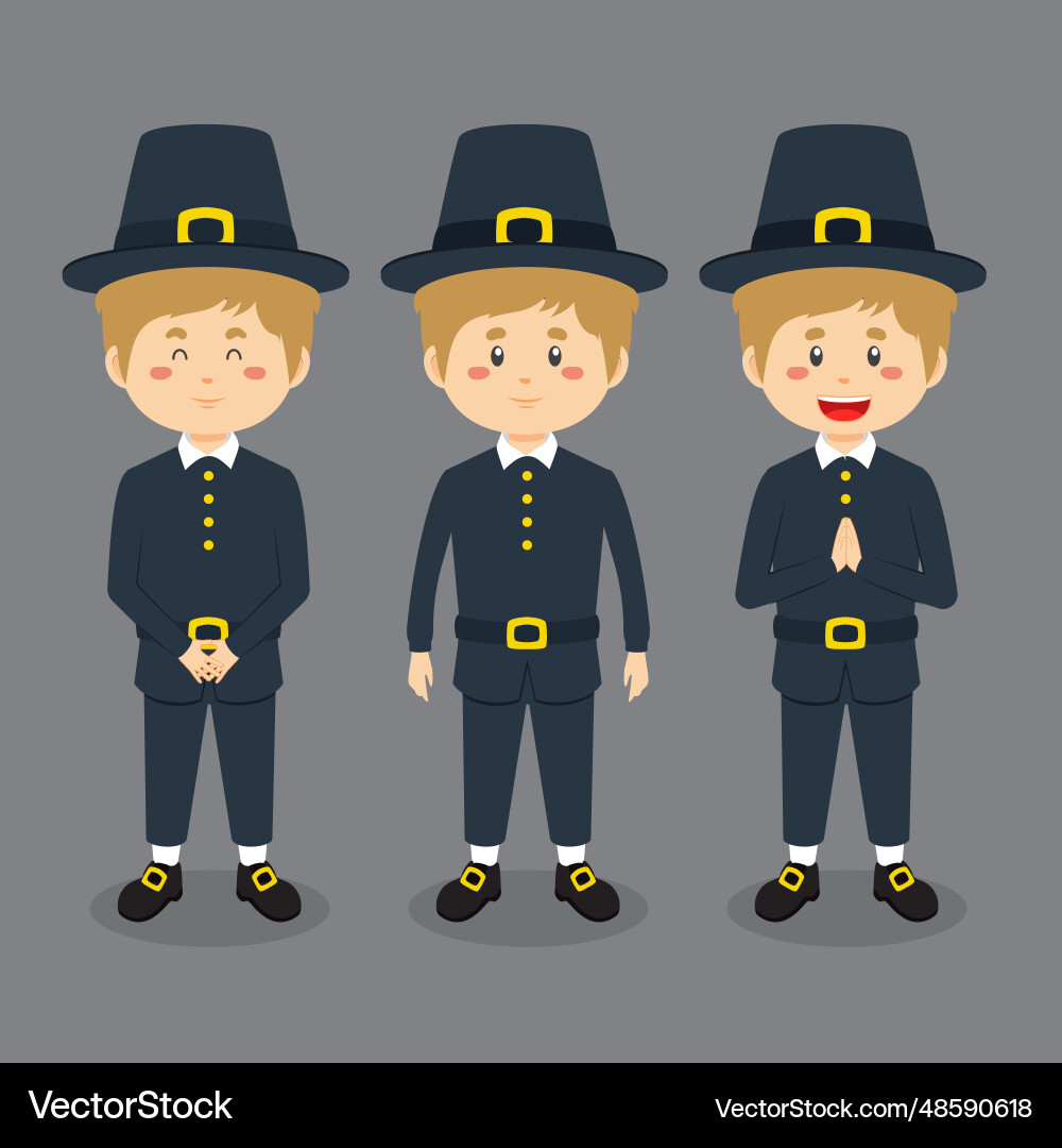 Thanksgiving character with various expression Thanksgiving character with various expression Vector Image
