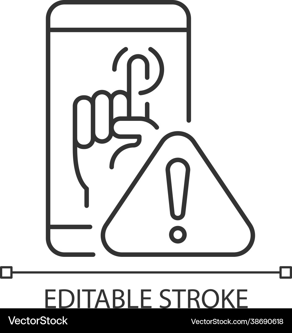 Touch display not working linear icon Touch display not working linear icon vector image