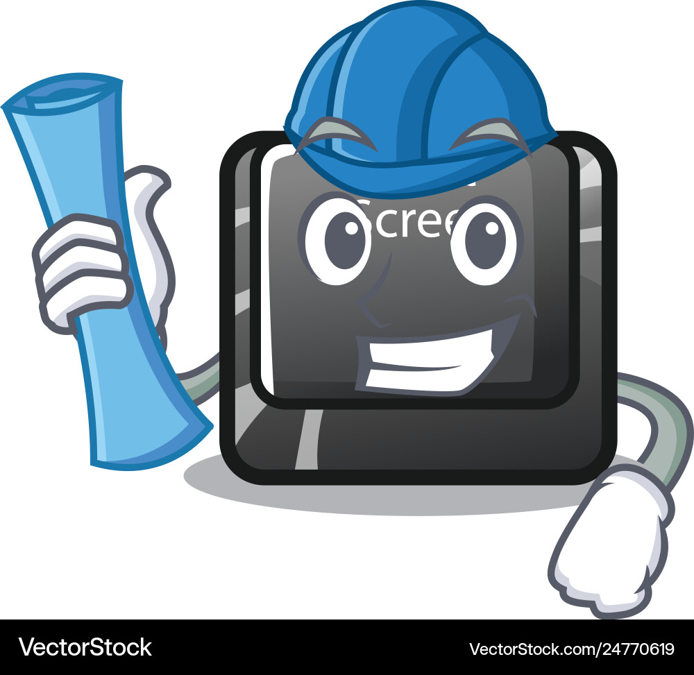 Architect button print screen in shape mascot vector image