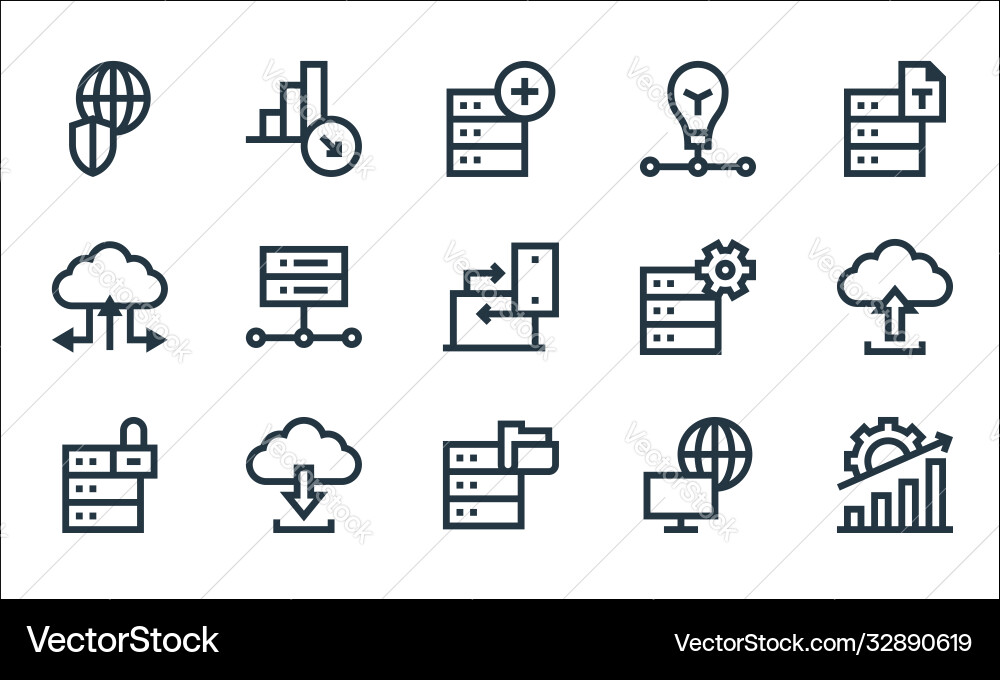Big data line icons linear set quality Big data line icons linear set quality vector image