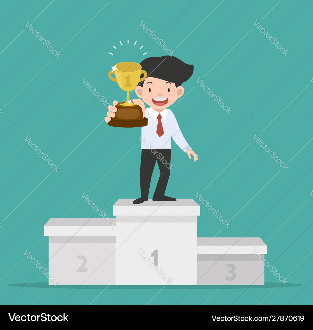 Businessman standing together on winners Businessman standing together on winners vector image