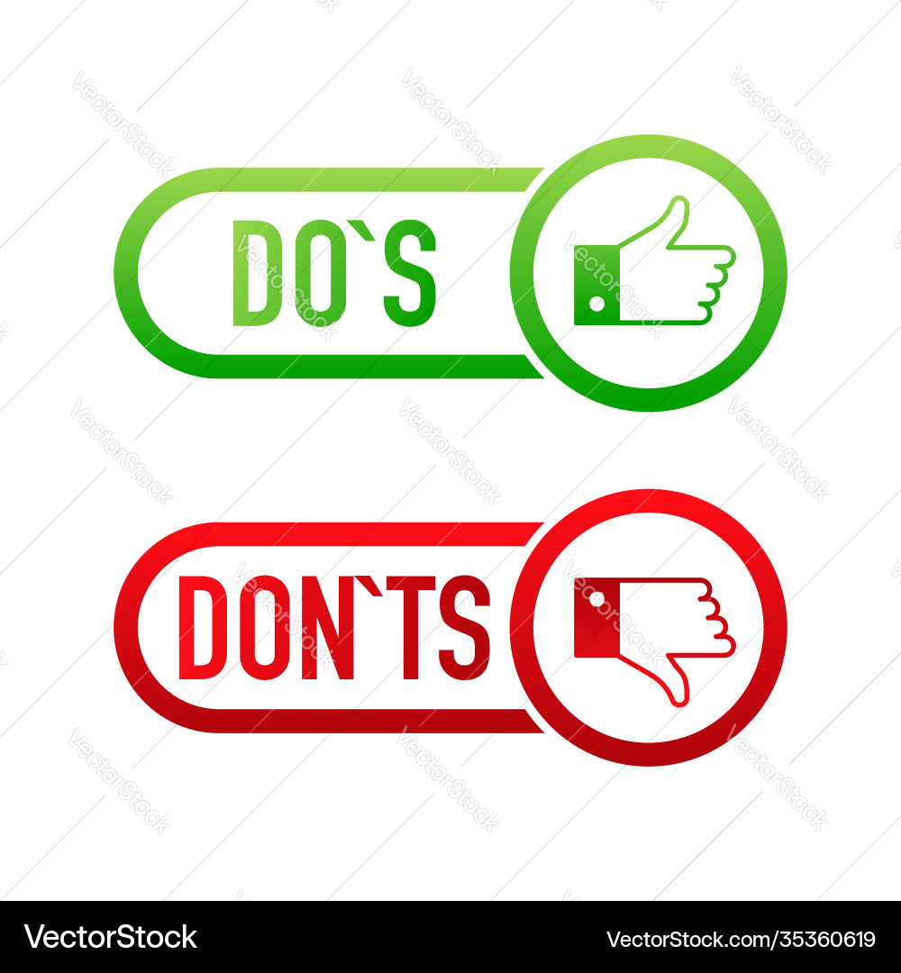 Check marks ui button with dos and donts flat vector image