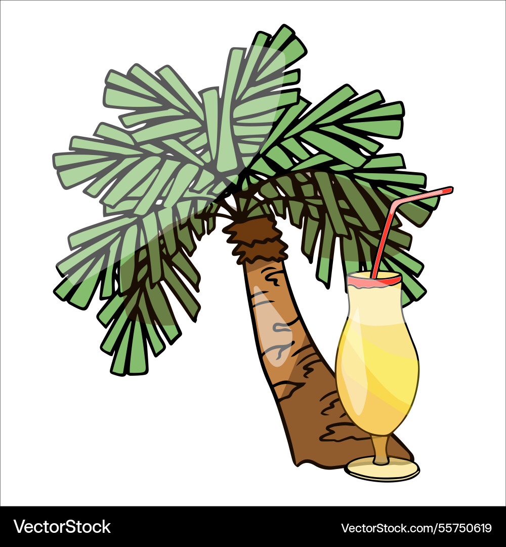 Colored of a lazy set with palm Colored of a lazy set with palm Vector Image